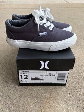 Hurley Kids Charcoal Canvas Sneakers with White Soles